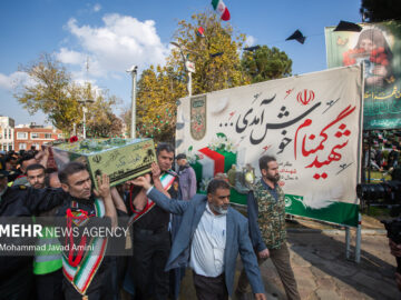 آیین تشیع وتدفین پیکر شهید گمنام در قزوین