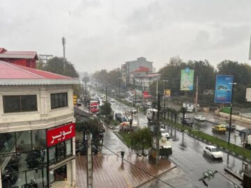 بارش شدید باران در رشت
